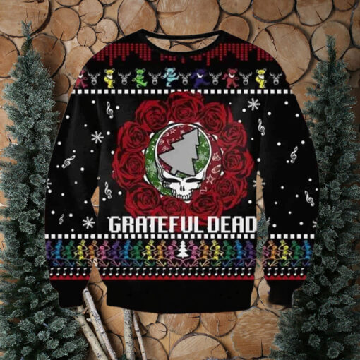 Grateful Dead Skull Rose Chirstmas Gifts 2024 For Family And Friends Ugly Sweater