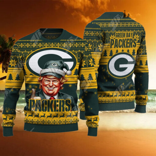 Green Bay Packers Christmas Donald Trump Knitted Sweater