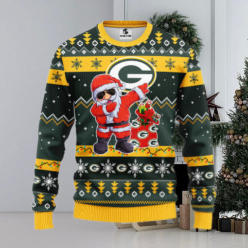 Green Bay Packers Dabbing Santa Claus Ugly Christmas Sweater