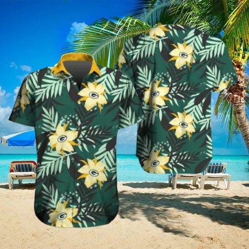 Green Bay Packers Hawaiian Tracksuit Floral Outfits Button Shirt Beach Shorts