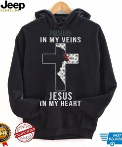 Green Bay Packers In My Veins Jesus In My Heart Cross Shirt