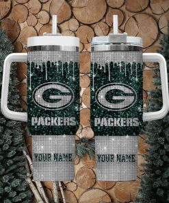 Green Bay Packers Personalized NFL Glitter and Diamonds Bling 40oz Stanley Tumbler