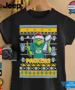 Green Bay Packers X Grinch Christmas with Super Bowl Trophy ugly Christmas shirt