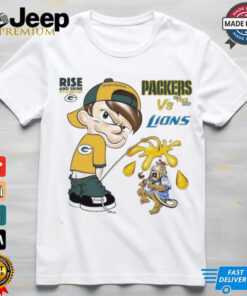 Green Bay Boy Pee on Lions vs Packers Go Pack Go sweatshirt featuring a playful and bold design that showcases team rivalry between the Green Bay Packers and the Detroit Lions, with 