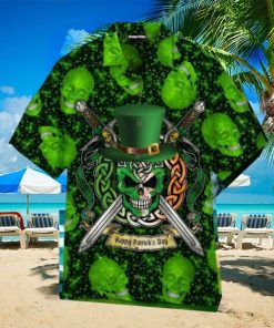 Green Skull Saint Patricks Day Aloha Hawaiian Shirt Impressive Gift Unisex