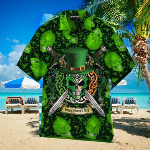 Green Skull Saint Patricks Day Aloha Hawaiian Shirt Impressive Gift Unisex