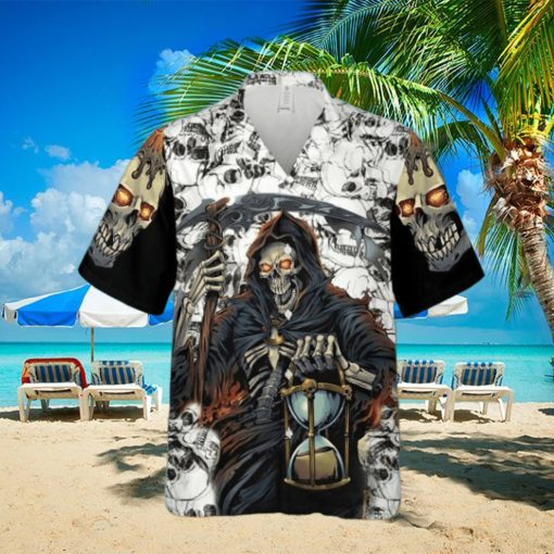 Grim Reaper Keeps Track Of Time Skull Hawaiian Shirt For Men Women