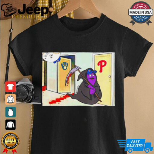 Grimace Grim Reaper vs Phillies knock knock MLB shirt