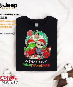 Grinch And Jack Boston Celtics Friends HalloThanksMas Shirt