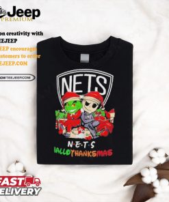 Grinch And Jack Brooklyn Nets Friends HalloThanksMas Shirt