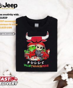 Grinch And Jack Chicago Bulls Friends HalloThanksMas Shirt