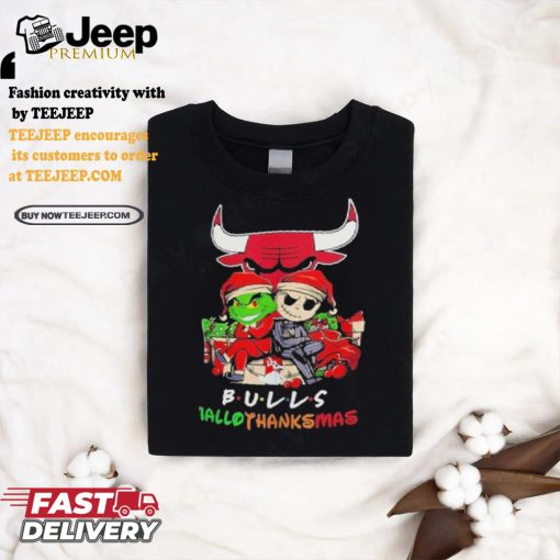 Grinch And Jack Chicago Bulls Friends HalloThanksMas Shirt