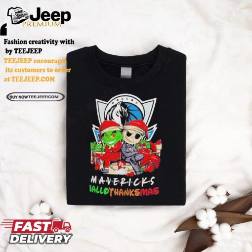 Grinch And Jack Dallas Mavericks Friends HalloThanksMas Shirt