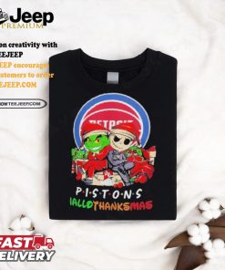 Grinch And Jack Detroit Pistons Friends HalloThanksMas Shirt