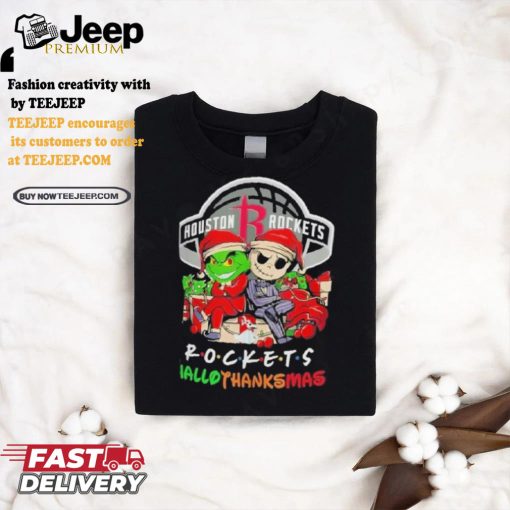 Grinch And Jack Houston Rockets Friends HalloThanksMas Shirt