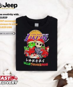 Grinch And Jack Los Angeles Lakers Friends HalloThanksMas Shirt