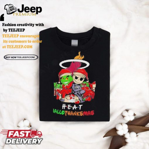 Grinch And Jack Miami Heat Friends HalloThanksMas Shirt