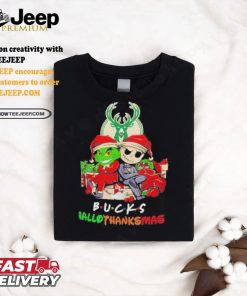 Grinch And Jack Milwaukee Bucks Friends HalloThanksMas Shirt