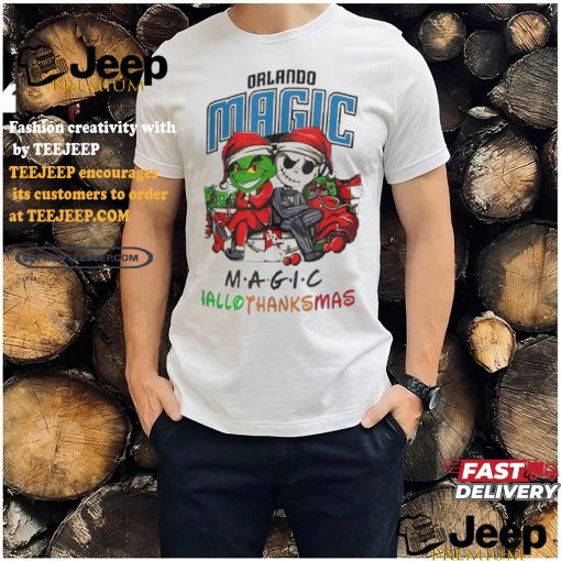 Grinch And Jack Orlando Magic Friends HalloThanksMas Shirt