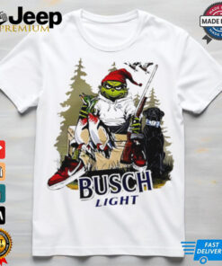 Grinch Busch Light Hunting for Christmas shirt featuring a fun and festive design combining the Grinch, Busch Light branding, and a hunting theme. The shirt captures the holiday spirit with a playful twist, perfect for fans of Christmas, the Grinch, and Busch Light who enjoy a good hunt during the season.
