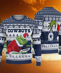 Grinch Dallas Cowboys Ugly Christmas Sweater NFL Football Gifts