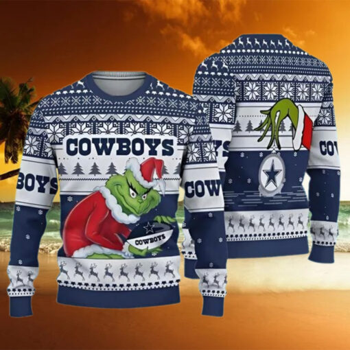 Grinch Dallas Cowboys Ugly Christmas Sweater NFL Football Gifts