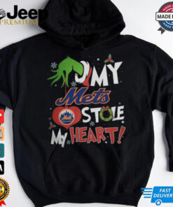 Grinch Hand My New York Mets Stole My Heart Christmas 2024 Shirt
