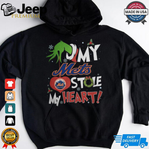 Grinch Hand My New York Mets Stole My Heart Christmas 2024 Shirt