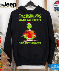 Grinch Hug Dachshund Make Me Happy You Not So Much Christmas 2024 Shirt