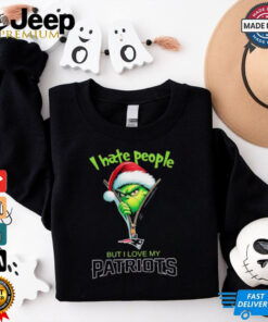 Grinch I hate people but I love my New England Patriots Christmas shirt