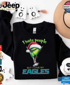 Grinch I hate people but I love my Philadelphia Eagles Christmas shirt