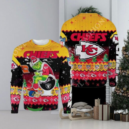 Grinch Stole Christmas Kansas City Chiefs The Toilet American Football NFL Ugly Sweater Jumper