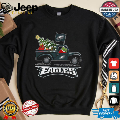 Grinch driving Christmas truck Philadelphia Eagles shirt