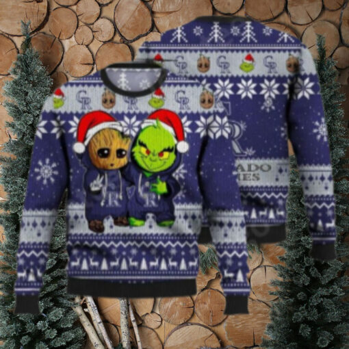 Groot And Grinch MLB Colorado Rockies Ugly Christmas Sweater