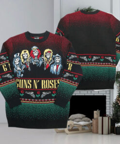 Guns N Roses Holiday 19 Bravado Band Members Skeletons Knitted Ugly Christmas Sweater