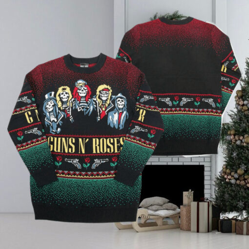 Guns N Roses Holiday 19 Bravado Band Members Skeletons Knitted Ugly Christmas Sweater