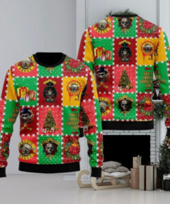 Guns N Roses Sweet Child O Christmas Time Knitted Checker Board Pattern Holiday Theme Ugly Christmas Sweater