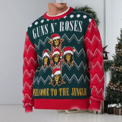 Guns N Roses Welcome To The Jingle Cross Holiday Logo Ugly Christmas Sweater