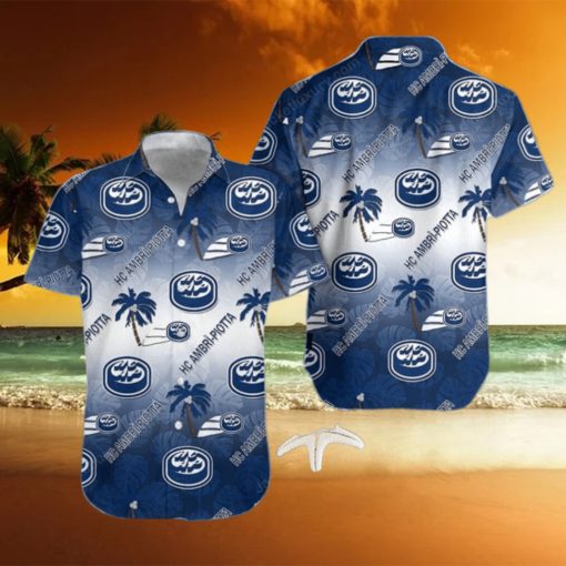 HC Ambri Piotta Dark Blue White Gradient Hawaiian Shirt Style Gift