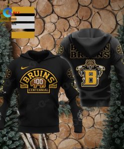 HOT NHL Boston Bruins 100 Centennial Mascot 1924 2024 Black Hoodie 3D