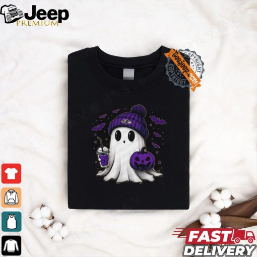 Halloween Baltimore Ravens NFL Football Fan Ghost with Pumpkin shirt