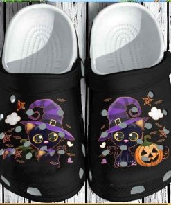 Halloween Black Cat And Pumpkin Crocs