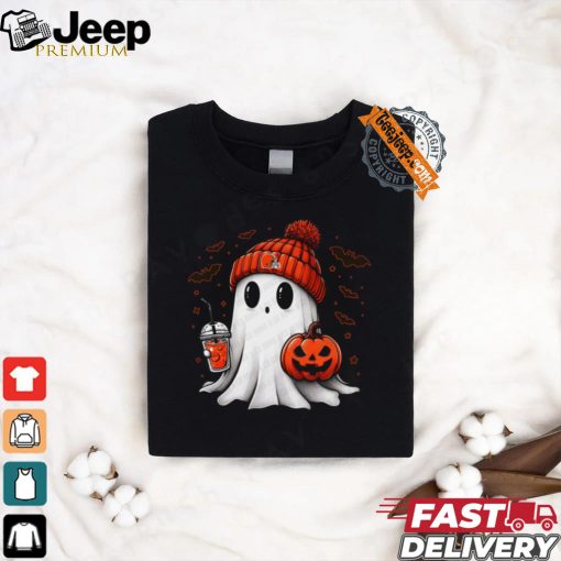 Halloween Cleveland Browns NFL Football Fan Ghost with Pumpkin shirt