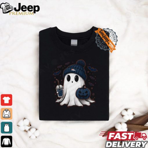 Halloween Denver Broncos NFL Football Fan Ghost with Pumpkin shirt