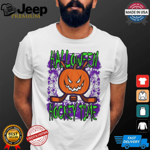 Halloween Hockey Time With Spooky Pumpkin shirt