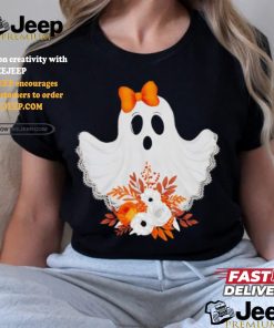 Halloween Lace Ghost Spooky Coquette Orange Bow shirt