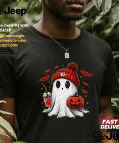 Halloween NFL Football Fan Ghost with Pumpkin kansas city shirt