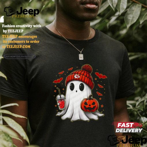 Halloween NFL Football Fan Ghost with Pumpkin kansas city shirt