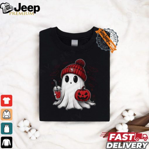 Halloween San Francisco 49ers NFL Football Fan Ghost with Pumpkin shirt