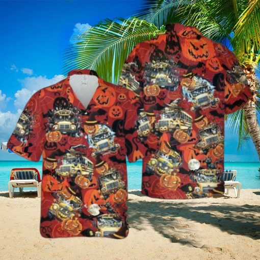 Halloween School Bus Hawaiian Shirt